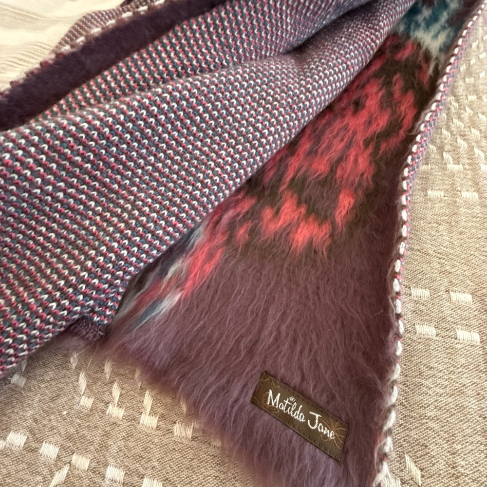 Matilda Jane Vibrant Purple and Pink Tweed & Mohair Barber Scarf